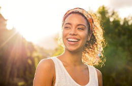 A young woman smiling