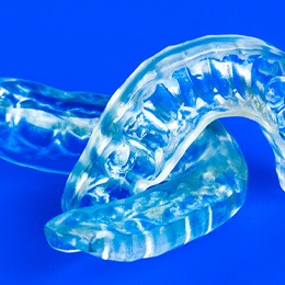 Close-up of two nightguards for bruxism