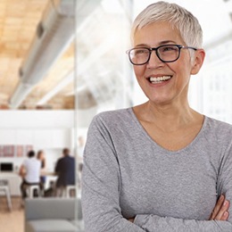 woman smiling with dental implants in Concord, NH