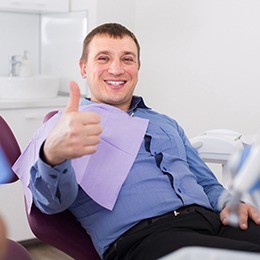 Man giving a thumbs-up for oral conscious sedation in Concord